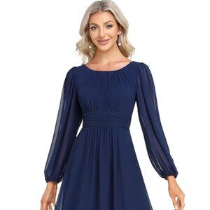 Floor Length Chiffon Dress -Navy Blue size 14